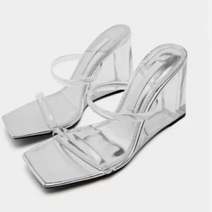 ZARA CLEAR ACRYLIC WEDGE SANDALS. BNWOT